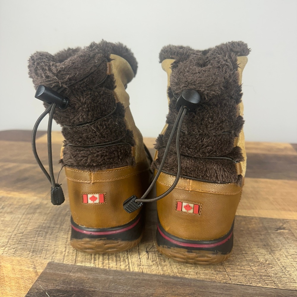 Pajar Canada Waterproof Winter Boots Brown Leather Suede‎ Faux Fur USA 10 EUR 41 - Picture 5 of 11